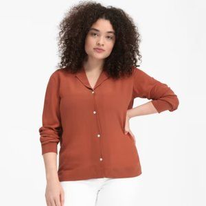 Everlane Clean Silk Notch Shirt in Faded Red (Size 8)